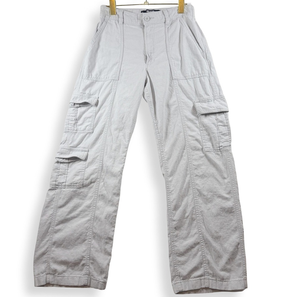Hollister Womens Ultra High Rise Baggy Linen Blend Pants Gray Small Wide Leg